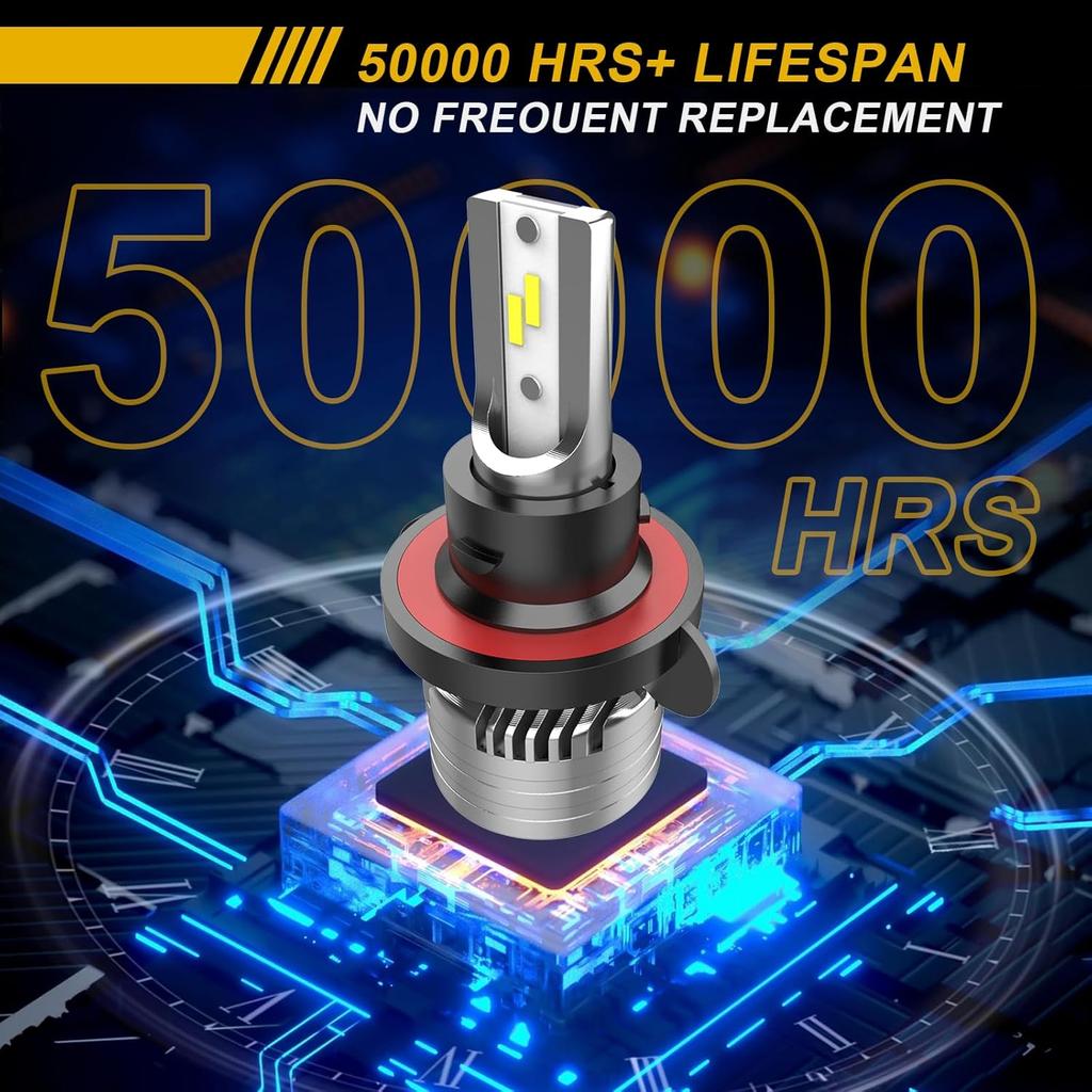 High Definition H13 Ford F150 2005-2014 F250 F350 2005- Bulbs, 16000LM 6000K White, Upgraded Canbus Decoder, High Low Beam, IP67 Waterproof, Plug And