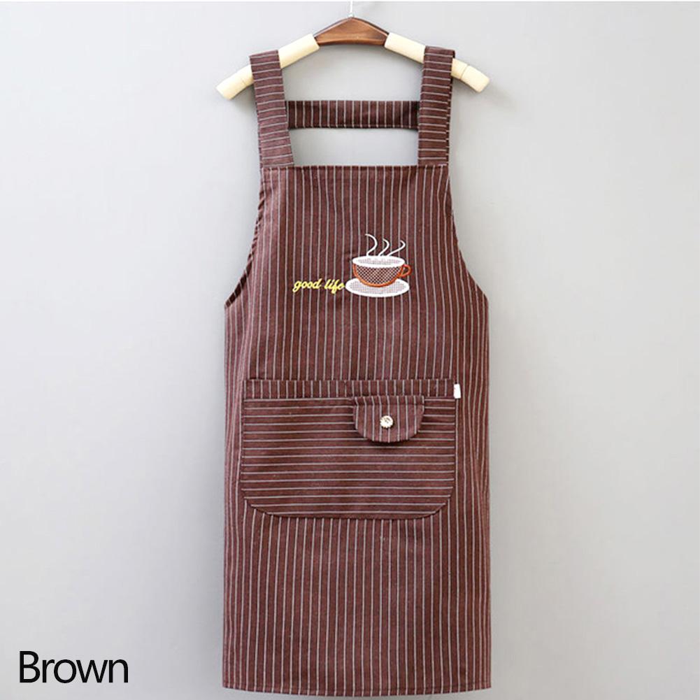 Cute Cotton Kitchen Apron Household Oil-Proof Coffee Chef Hand Wipe Apron With Big Pocket Women Baking BBQ Accessories