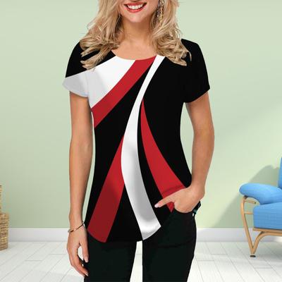 Модная женская футболка с модными линиями, забавная повседневная футболка с круглым вырезом и короткими рукавами, летняя женская футболка