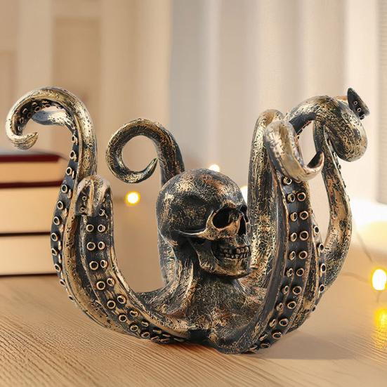 Подставка для кружки «Осьминог» из бронзы, фигурка морского животного из смолы, кухонная столешница, органайзер для кофейных чашек, подставка для вешалки, украшение для дома и офиса