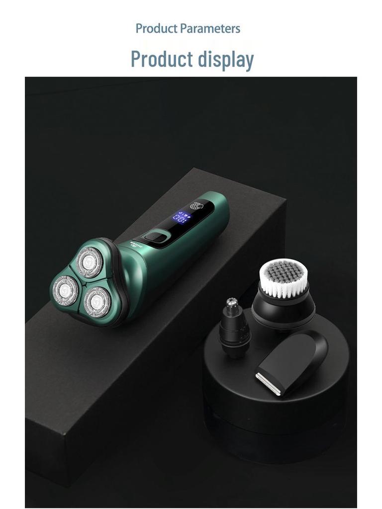 9D High-Power Electric Shaver with Digital Display, USB Charging, Washable Design, Floating Razor & Multifunctional Beard Trimmer