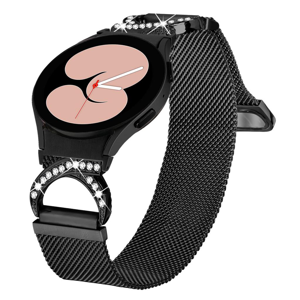 Watch Strap with Quick Release Connector for Samsung Galaxy Watch7 44mm / 40mm Milanese Metal Watch Band Rhinestone Decor