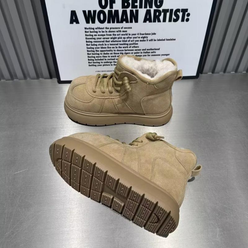 Женские меховые зимние ботинки на платформе с плоскими носками, замшевые плюшевые хлопковые туфли, повседневные кроссовки, зима 2025, тренд, теплые, удобные, спортивные ботинки Mujer