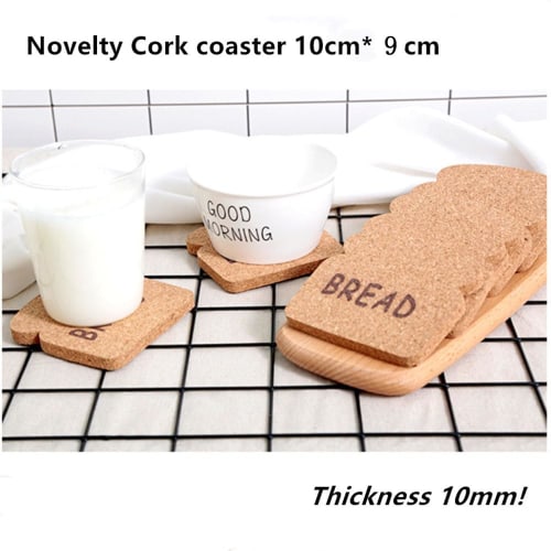 Stylish Bread-shaped Cork Toast Coasters, Wooden, 5mm Thick, 10cm Diameter, Toast-shaped, Pack of 8, Heat-resistant, Non-slip, Cork Coasters for Drink