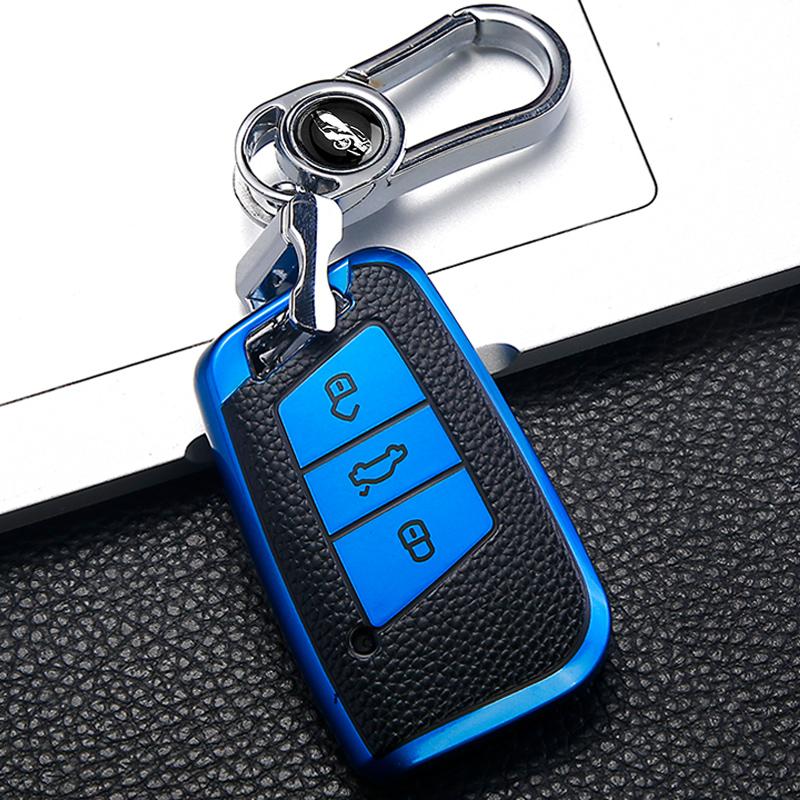 Leather Style Car Remote Key Case Cover Shell For Volkswagen VW Tiguan MK2 Magotan Passat B8 CC For Skoda Superb A7 Accessories