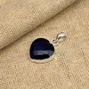Heart Shape Blue Sapphire Lab-Created Gemstone Handmade 925 Sterling Silver Jewelry Pendant For Women