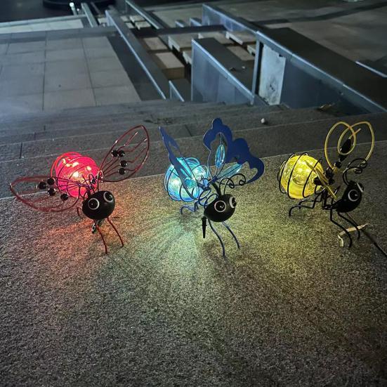 Лампа-имитатор насекомых, подвесная лампа на солнечных батареях для украшения сада, светодиодная наружная лампа-насекомое с пружинами, солнечные гирлянды