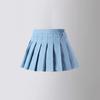 Girls Denim Pleated Skirt 2025 New Blue Fashion All-match School Teen Children Short Skirt Casual Kids A-line Skirt with Shorts