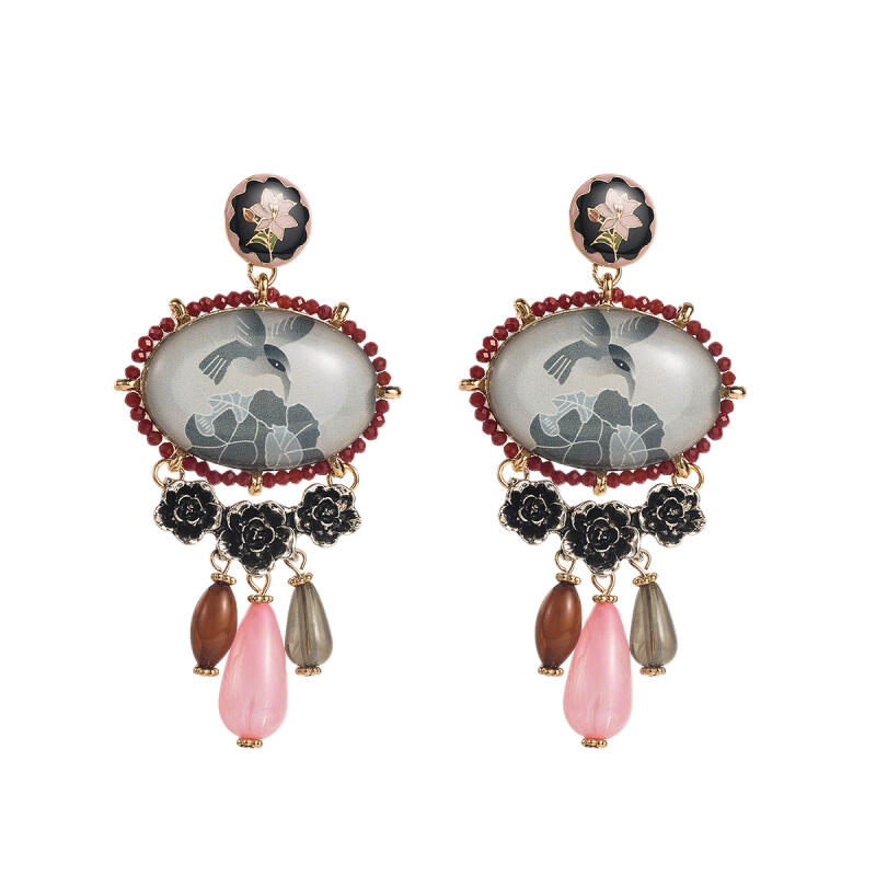 Luxury Design Art Style Geometric Resin Earrings for Women Ladies Vintage Classic Exaggerated Pendant Earrings Jewelry Wholesale
