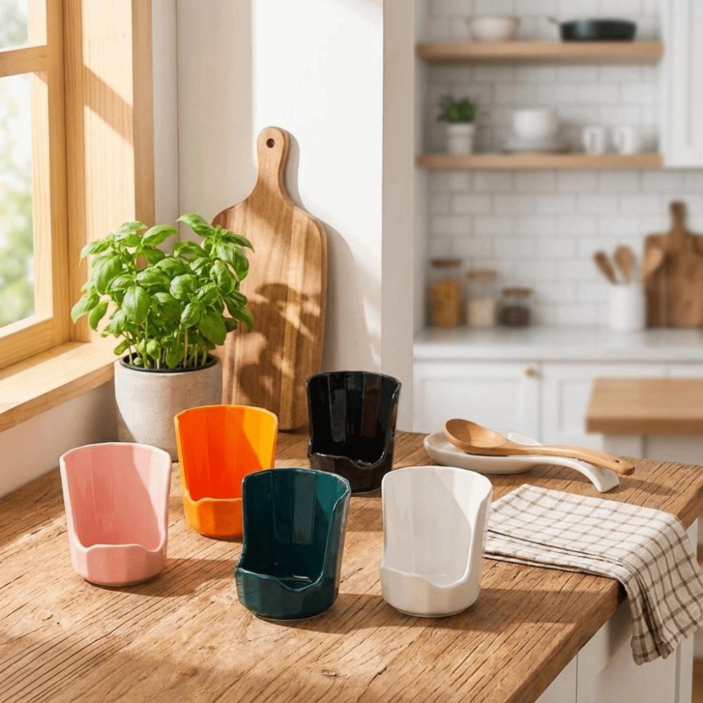 Easy To Clean Ceramic Spoon Holder Stable Pot Lid Storage Rack Spatula Holder Chopsticks