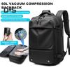 60L Vacpack Backpack Waterproof Anti-Theft Air Vacuum Compression Travel Backpack with Electric Pump for Travelers