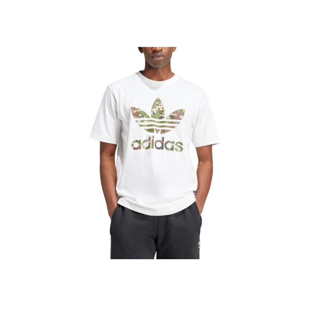 adidas Футболка с коротким рукавом Originals Letter Logo Print Round Neck, свободная, мужская, белая IS2894