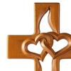 Intertwined Heart Cross Wall Decoration Handmade Wooden Double Hollow Love Heart Faith Prayer Cross Home Office Wall Art Ornament