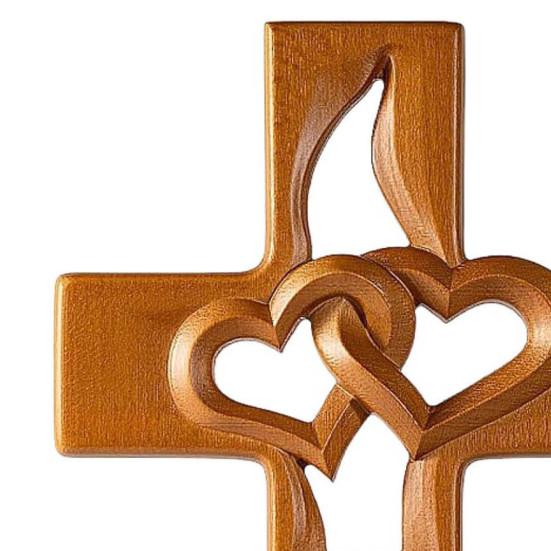 Intertwined Heart Cross Wall Decoration Handmade Wooden Double Hollow Love Heart Faith Prayer Cross Home Office Wall Art Ornament