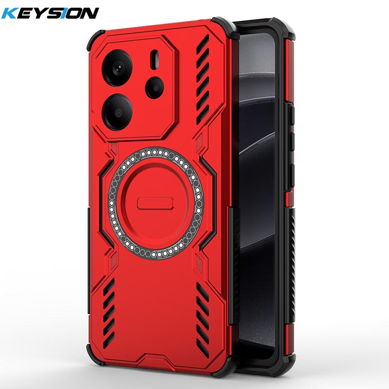 KEYSION Полый чехол с защитой от перегрева для Redmi Note 14 4G/5G - Силикон + ПК с магнитной совместимостью и защитой-подушкой безопасности
