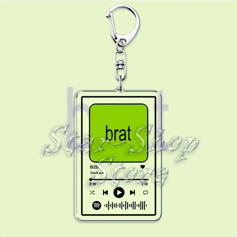 Музыка Charli XCX Альбом Brat Брелоки Горячие Песни Плейлист Подвеска Брелок для Аксессуаров Сумка Кольцо Брелок Украшения Подарки для Фанатов