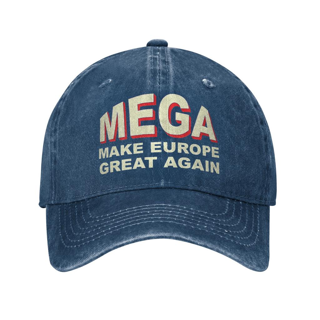 КЕПКА БЕЙСБОЛКА MEGA MAKE EUROPE GREAT AGAIN Регулируемая - Черная, Винтажный Стиль, Повседневный Головной Убор