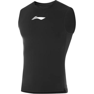 Li Ning удобный повседневный спортивный простой фирменный логотип с круглым вырезом жилет мужской жилет черный AUDU027-1