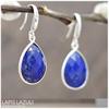 Les Trésors De Lily [R1662] - Artisanal Silver Earrings 'Mineralia' Lapis Lazuli Silver - 18x14 Mm