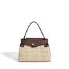 Spring and summer leather premium handbag beach vacation shoulder bag simple straw messenger bag small square bag