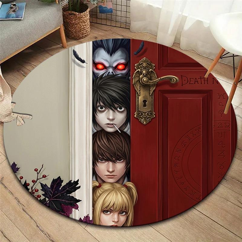 Death Note Round Area Rug Carpet Rug For Living Room Bedroom Sofa Playroom Decor Nonslip Floor Mat
