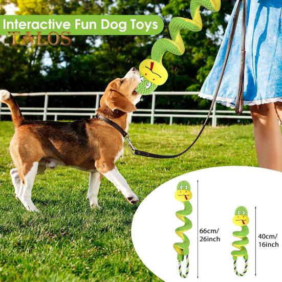 Squeaky Dog Chew Toy with Crinkle Paper Plush Giraffe/Snake Shape Tug of War Toy Interactive Stuffed Animal Pull Toy for Small Medium Large Dogs