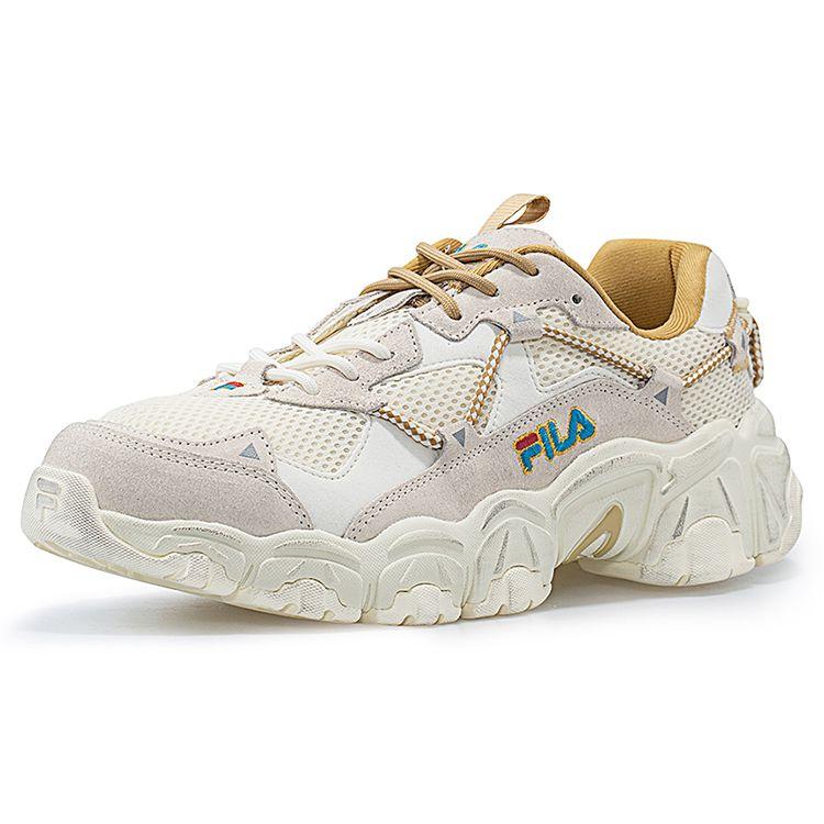 Fila Fusion Сетчатая Синтетическая Кожа Лапа Кошки Ретро Низкие Повседневные Кроссовки Женские Серый Белый Желтый T12W031117FPA