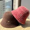 Рыбацкая шляпа Женская Осень и Зима Корейская мода Универсальная Простая Открывающая лицо Маленькая Теплая и Ветрозащитная Вязаная шапка