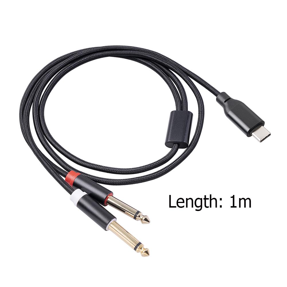 Кабель-разветвитель USB C на 2x 1/4 дюйма, 0,5/1 м, с позолоченным разъемом, USB Type C на 1/4, гибкий, для смартфона, планшета, ноутбука