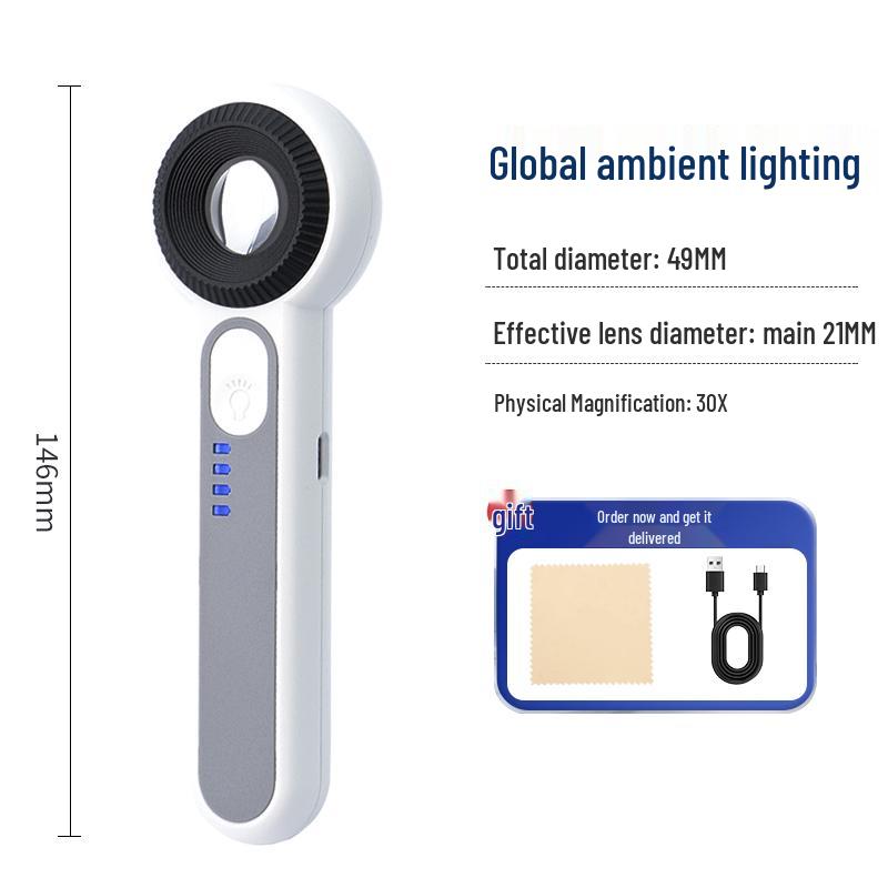 Увеличительное стекло HD 90x с подсветкой для чтения, электроники, ювелирных изделий, антиквариата и монет.