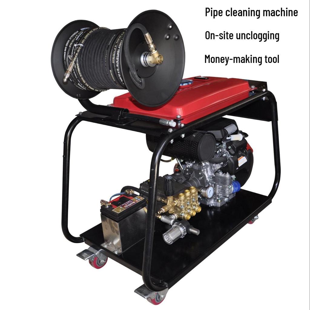 Vehicle-Mounted High-Pressure Sewer Pipe Cleaning Machine with Commercial Gasoline Engine