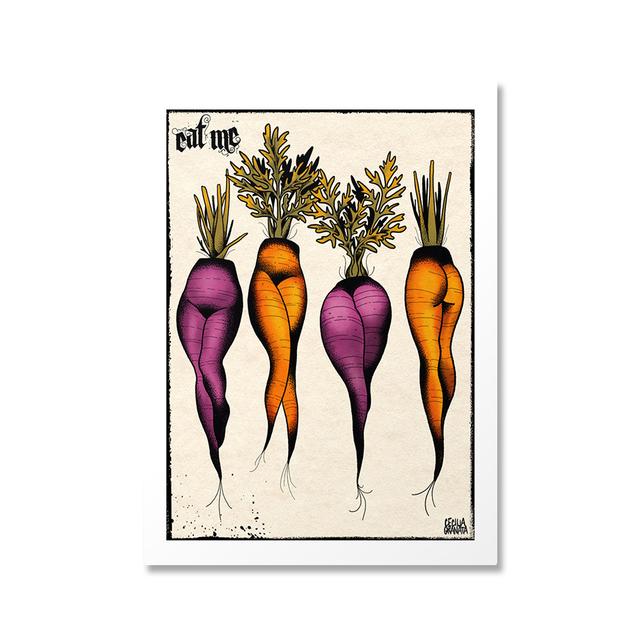 Симпатичная и сексуальная морковь, мороженое, гриб, принт на холсте и плакат, татуировка с растением