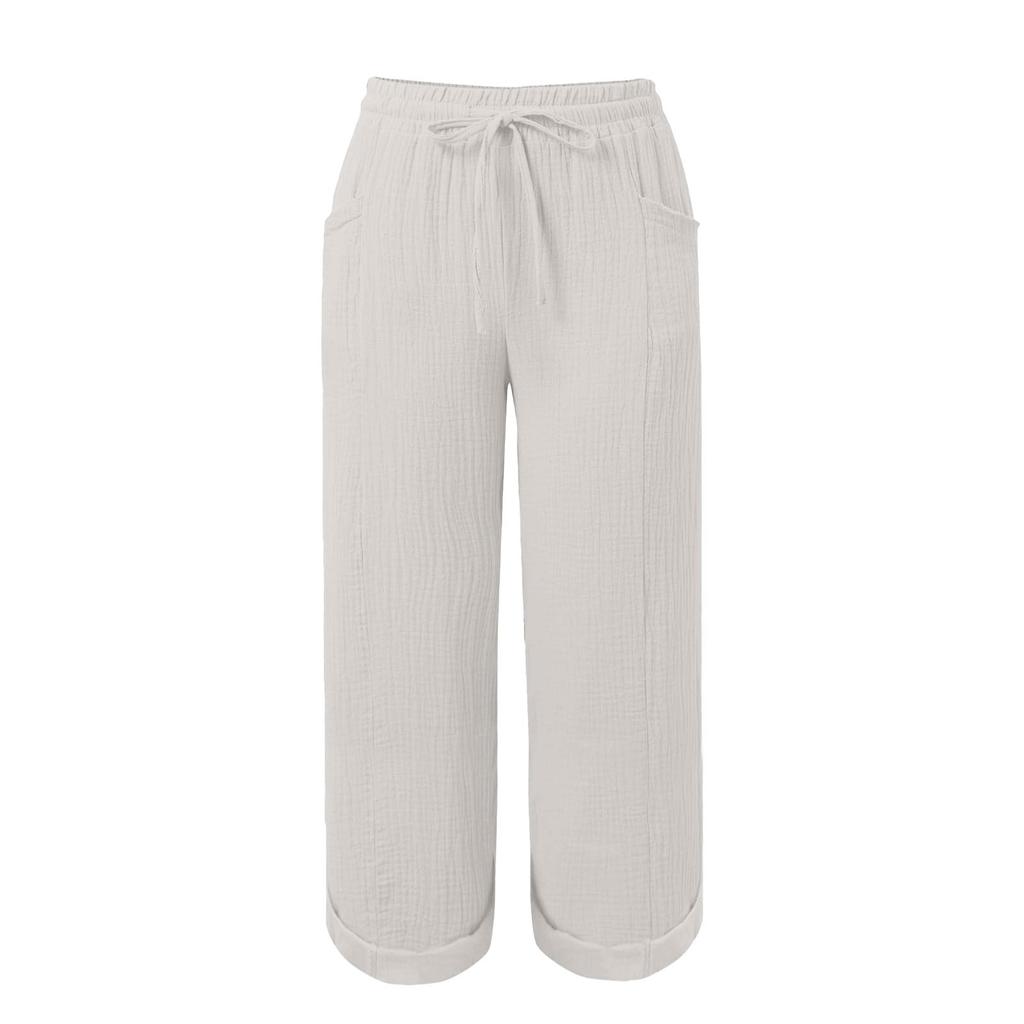 Women's Pants Fashion Casual Pants Solid Color Drawstring High Waist Pants With Pockets