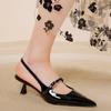 2024 Brand Women's Shoes Slingbacks Women's High Heels Elegant Dress Pumps Women Buckle Strap Pointed Toe Thin Heel Shoes Female