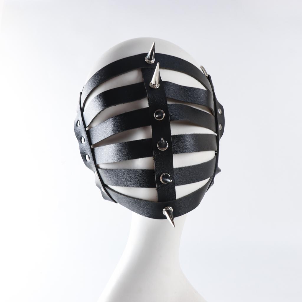 Маска Готик Панк с Шипами из ПУ Кожи Половина Лица Пустая Маска Косплей Животное Хэллоуин Взрослый Игра Маскарадная Вечеринка