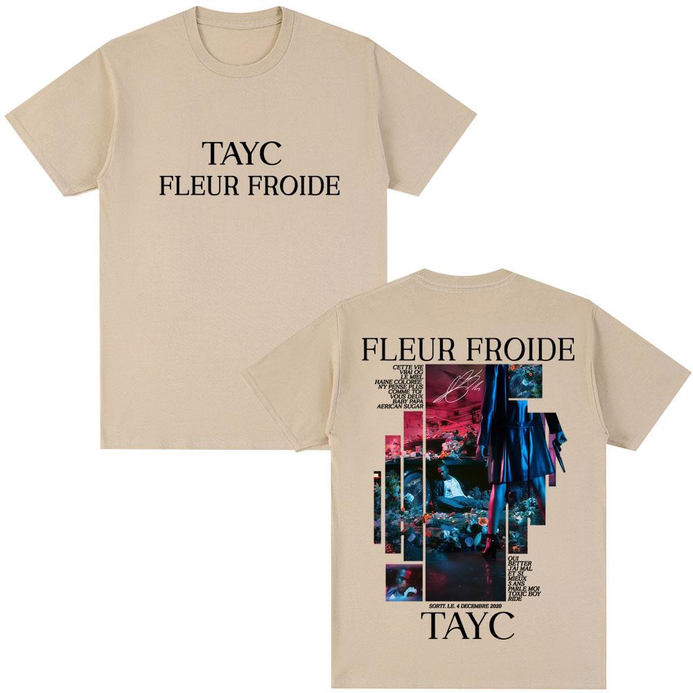 Rap Singer Tayc Fleur Froides Album Print 2025 Summer Mens Womens Casual Fashion Soft and Comfortable Pure Cotton Tshirt