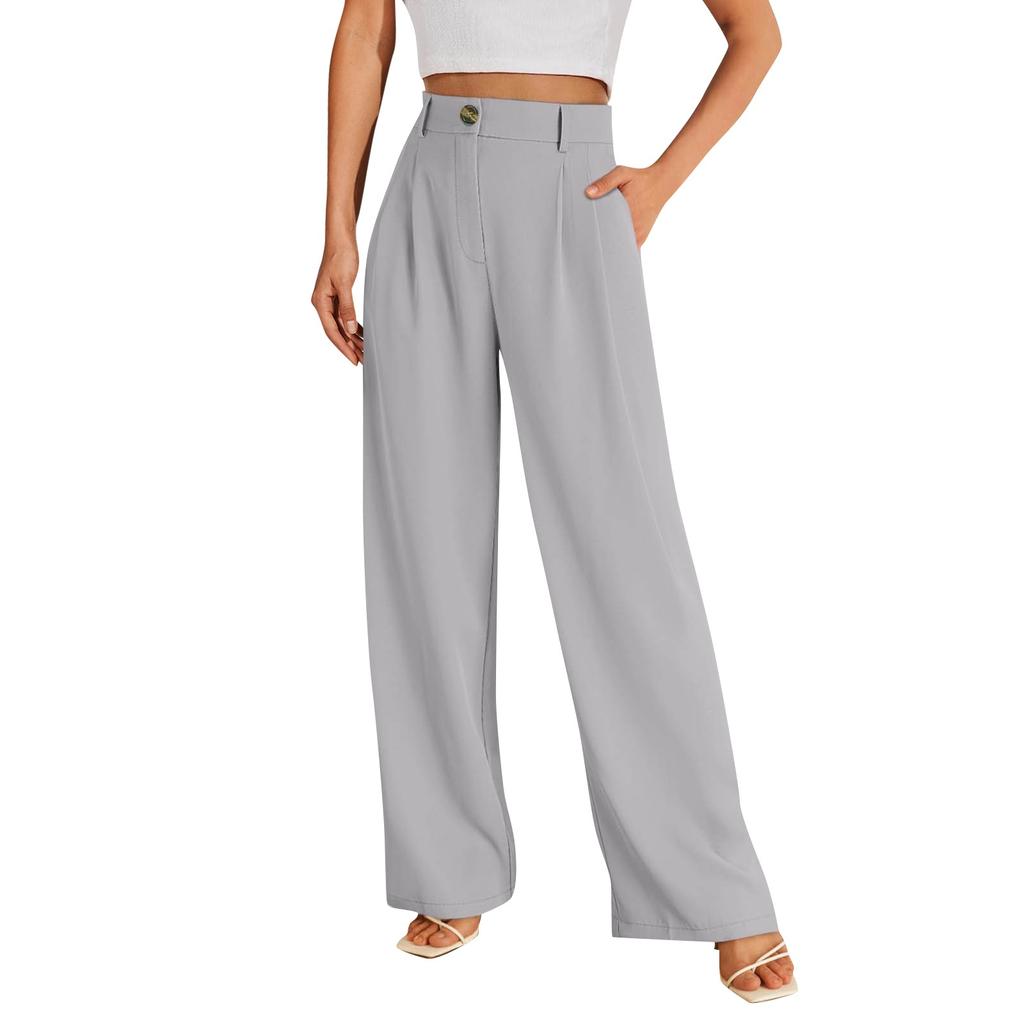 Women High Waist Casual Wide Leg Long Palazzo Pants Trousers Regular Size