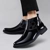 Мода Модный Стиль Челси Мужские Ботинки Кожаный Острый Носок Толстая Подошва Деловые Высококачественные Кожаные Туфли Удобные Уличные Ботильоны