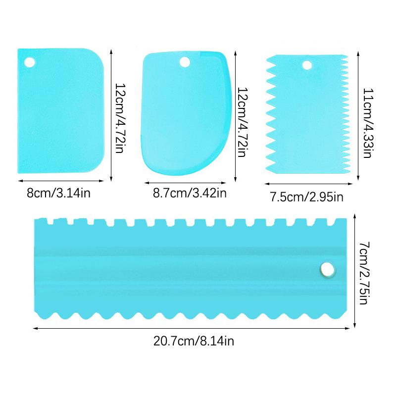 3/4 шт. двухсторонние разглаживатели крема для торта с удлиненным скребком, зубчатый скребок для бытовых инструментов для выпечки