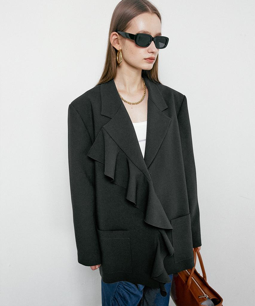 DEWEDEWE Ruffle Jacket_Black
