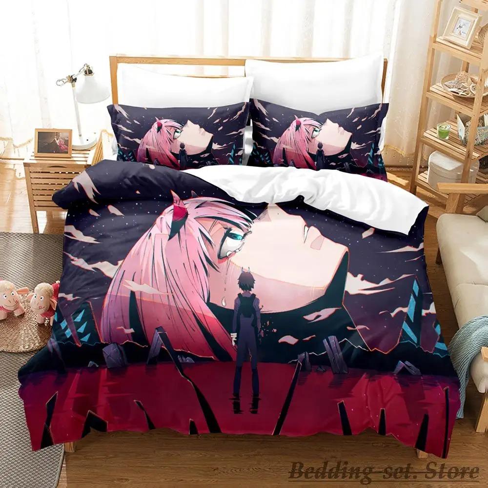 Kawaii Darling In The Franxx Bedding Set Single Twin Full Queen King Size Bed Set Aldult Kid Bedroom Duvetcover Sets Anime