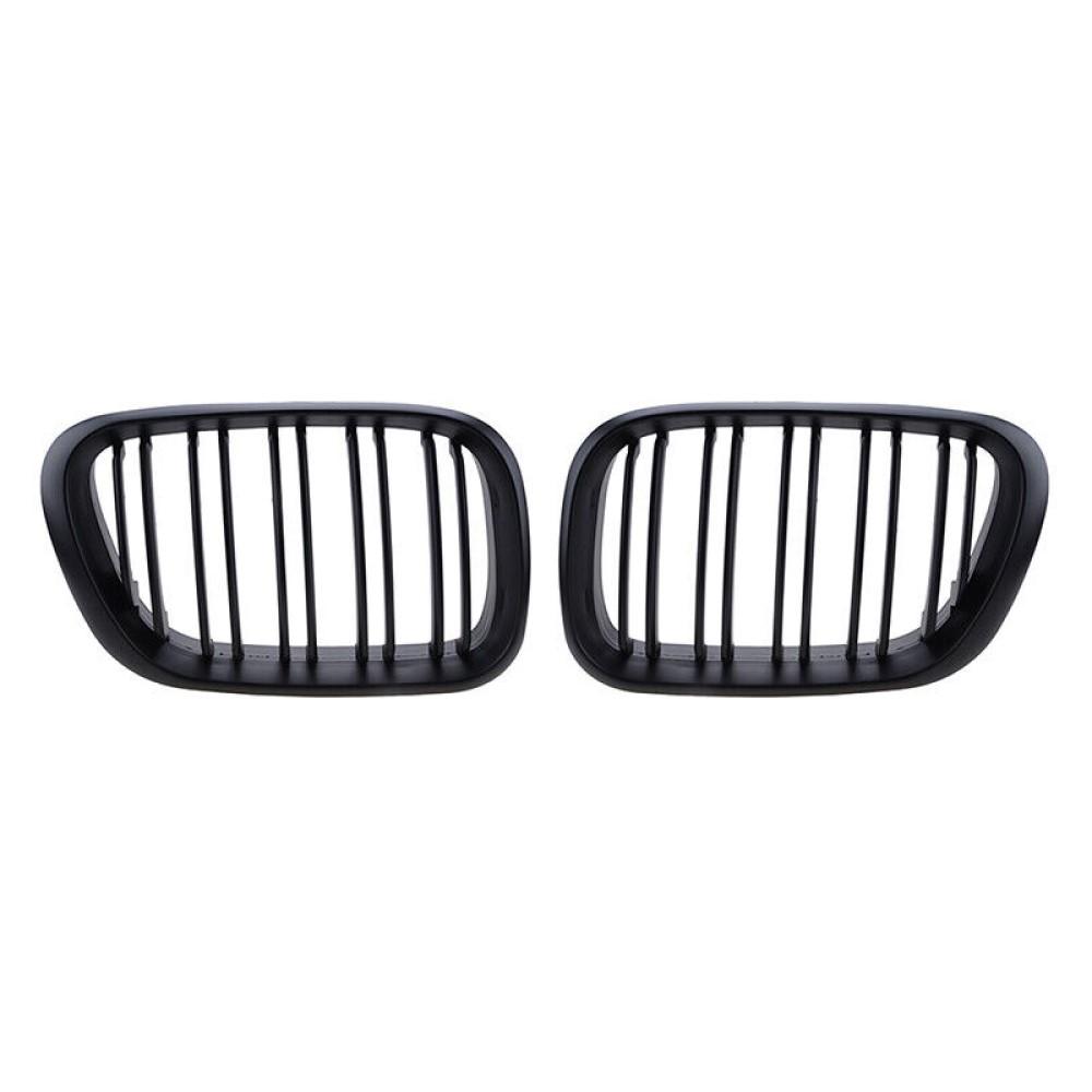 1 Pair Car Glossy Black Double Line Front Bumper Kidney Grill Grille For BMW E53 X5 1999 2000 2001 2002 2003 Car