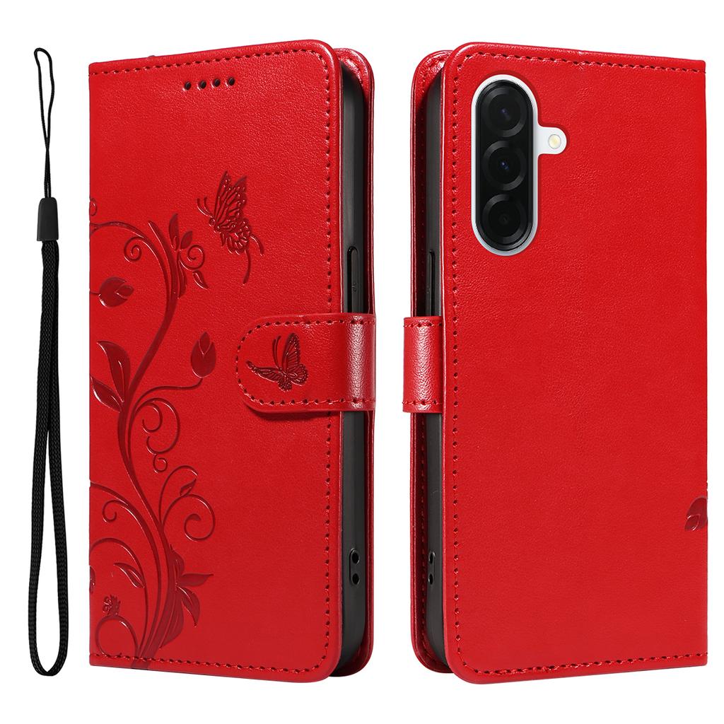 For Samsung Galaxy A37 5G PU Leather Cases Flower Pattern Wallet Stand Phone Cover with Strap