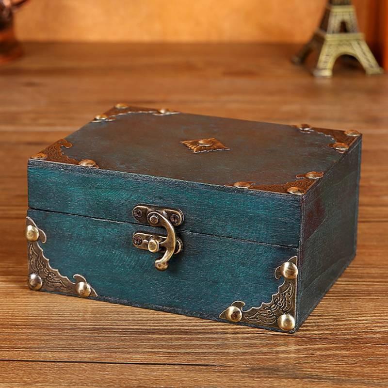 New Chinese Style Wooden Desktop Organizer Box With Lock For Jewelry Storage