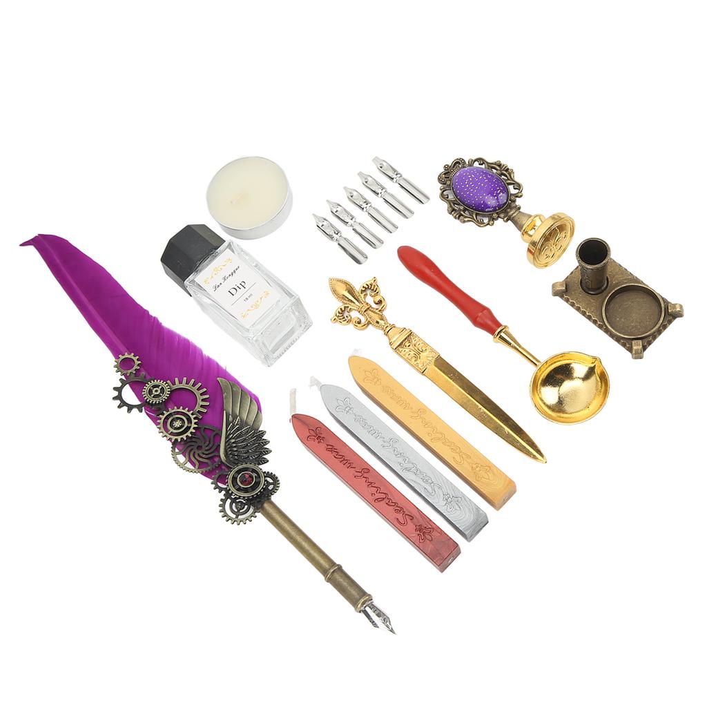  Набор ручек Vintage Dip Quill Pen Gift Set с 5 перьями для письма рисования практики Cal