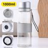 Portable Glass Water Bottle with Lanyard - Quick Open, Tea Separator, High-Capacity Borosilicate Glass