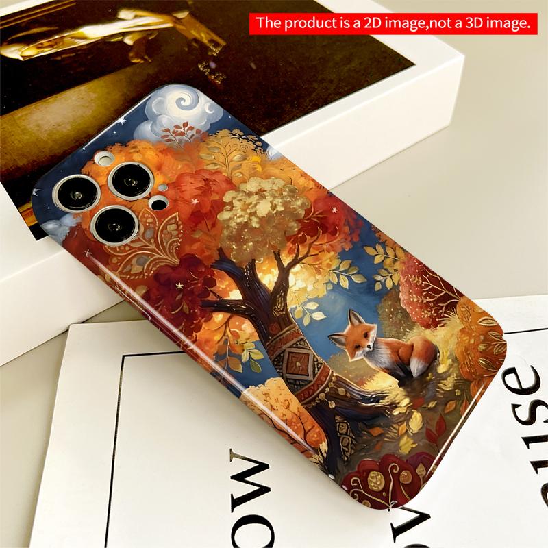2DFlat Autumn Fox Under Starry Sky All inclusive film hard iPhone case, compatible with iPhone 18 Pro Max 17 16 15 14 13 12 11