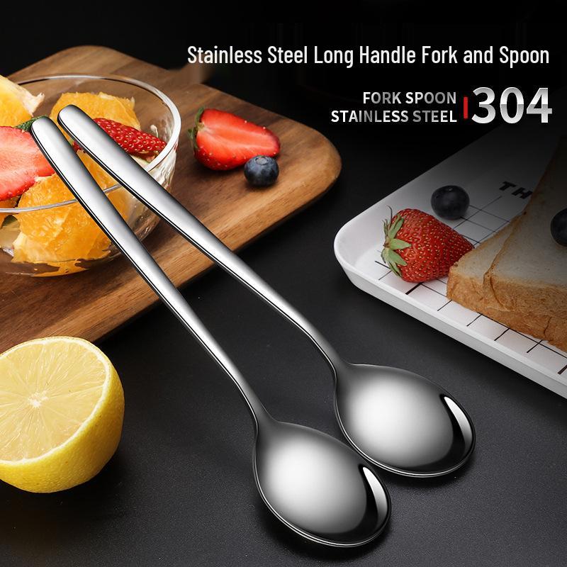 Korean Style Long Handle 304 Stainless Steel Ladle and Soup Spoon Set