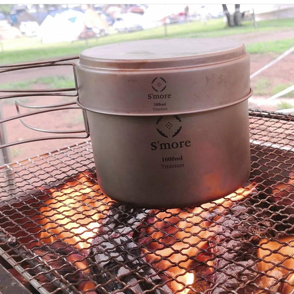 Набор титановых плит Набор для кемпинга Набор титановых плит из 2 предметов Посуда для приготовления пищи S'more (S (350мл 600мл))