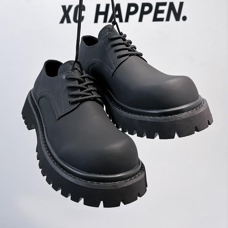 White light luxury style big head leather shoes men's green sole heightening casual loafers women's fashion simple style 32057-A